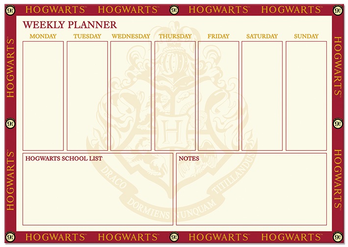 Nedeljni planer A4 HARRY POTTER Platform 9 3/4 