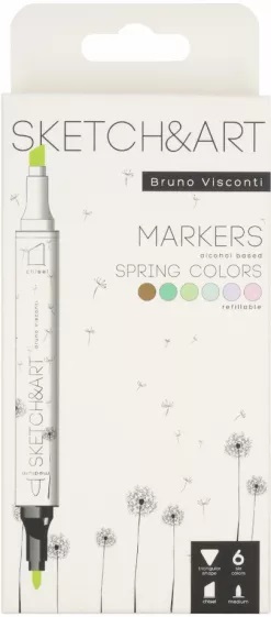 Set dvostranih markera 6 kom SKETCH&ART SPRING LANDSCAPE Bruno Visconti 