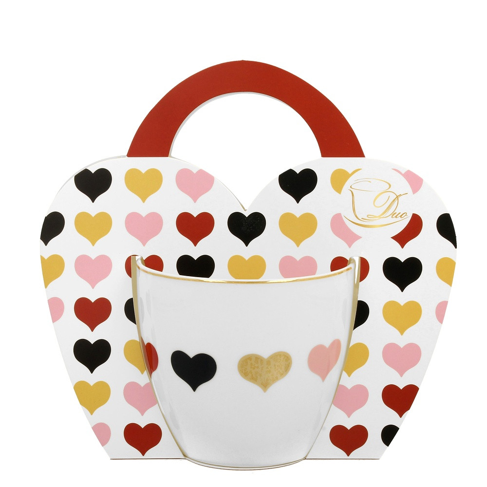 Šolja od porcelana 4 HEARTS u kartonskoj torbici, 460ml 