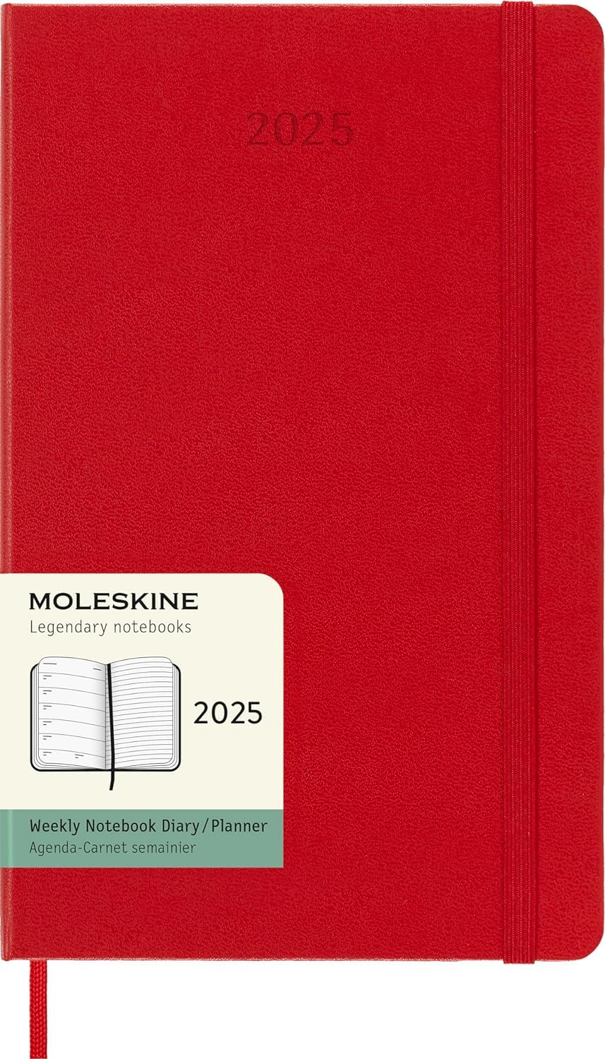 MOLESKINE datumirani nedeljni planer TP 2025 CRVENI 13x21cm 