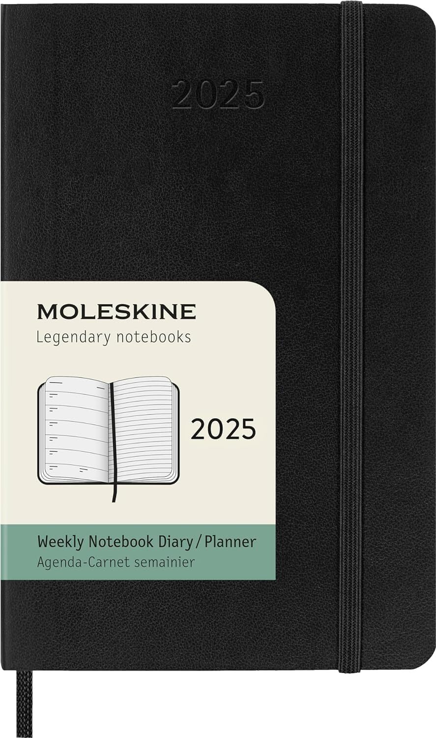 MOLESKINE datumirani nedeljni planer 2025 MP CRNI 9x14cm 