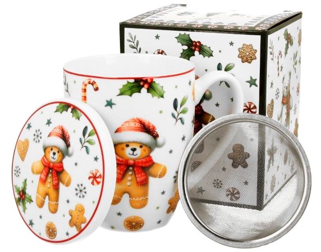 Novogodišnja šolja sa poklopcem i infuzerom CHRISTMAS CUTIES 