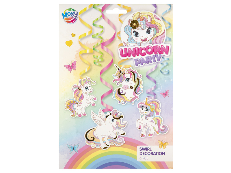 Rođendanska spiralna dekoracija UNICORN 6 kom 