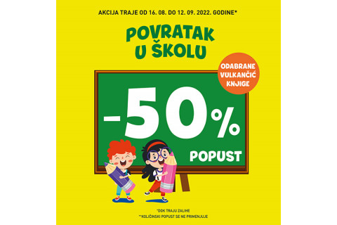 Povratak u školu - knjige za decu na 50% popusta