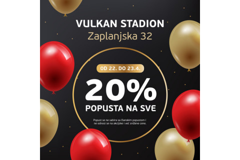 20% POPUSTA NA SVE U KNJIŽARI VULKAN STADION