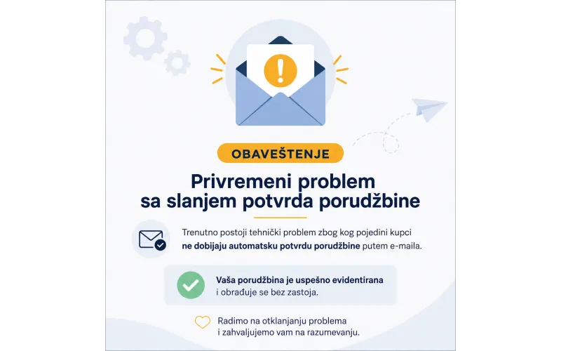 Privremeni problem sa slanjem potvrda porudžbine