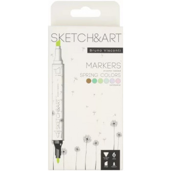 Set dvostranih markera 6 kom SKETCH&ART SPRING LANDSCAPE Bruno Visconti 