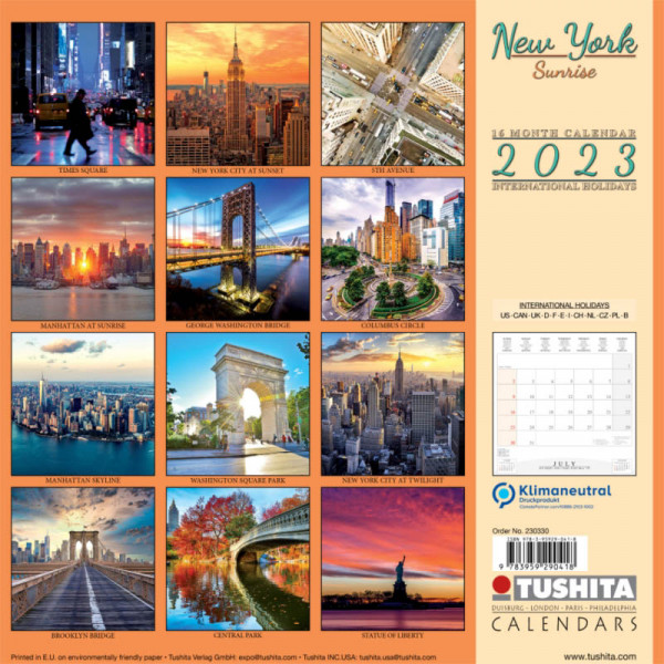 Zidni kalendar za 2023 - NEW YORK SUNRISE 