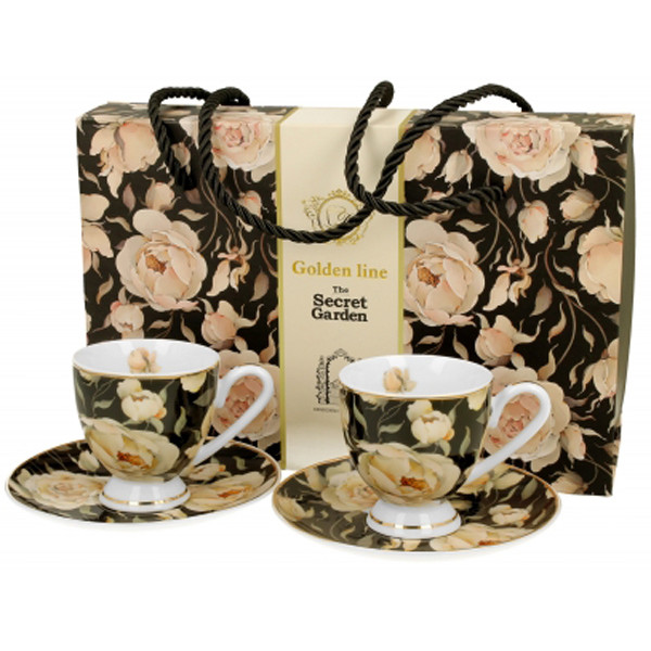 Set dve šolje za espreso ENGLISH ROSES BLACK 