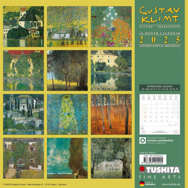 Zidni kalendar GUSTAV KLIMT - NATURE IMPRESSIONS 2025 