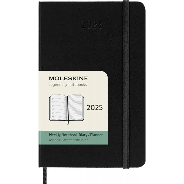 MOLESKINE datumirani nedeljni planer 2025 TP CRNI 9x14cm 