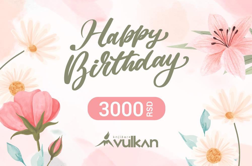 GIFT KARTICA / VAUČER Happy birthday roze cveće 3000 
