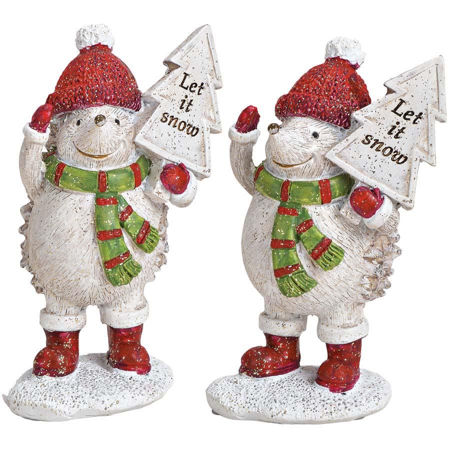 Novogodišnja figura JEŽIĆ LET IT SNOW 6x9cm / 2 VRSTE 