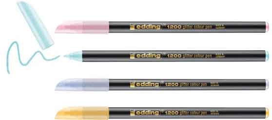 FLOMASTERI E-1200 1-3MM GLITTER , SET 1/4 PASTELNE BOJE EDDING SORTIRANO 