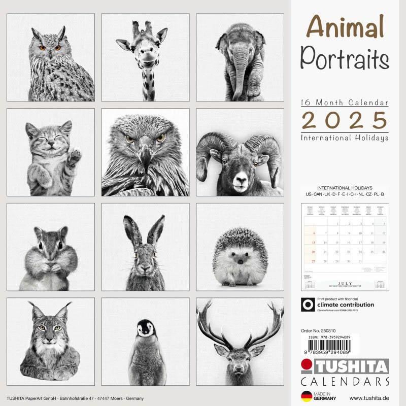 Zidni kalendar ANIMAL PORTRAITS 2025 